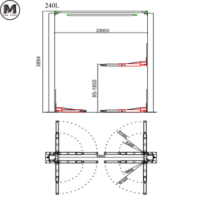 1850 mm de hauteur 2 postes de levage automatique 380V Opération de sécurité Avec une capacité de 5 tonnes