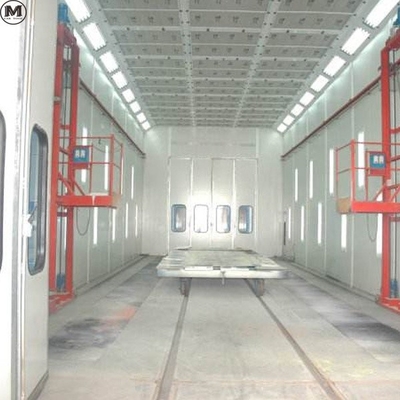 Cabine de pulvérisation de bus avec 2 ensembles de ventilateurs d'admission de 11 kW et source de chauffage au GPL