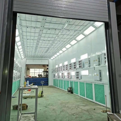 Cabine de pulvérisation de bus avec 2 ensembles de ventilateurs d'admission de 11 kW et source de chauffage au GPL