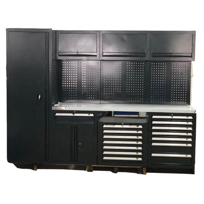 Armoires de bureau de garage en métal noir spacieux W2400 D610 H40mm