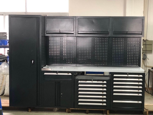 Armoires de bureau de garage en métal noir spacieux W2400 D610 H40mm