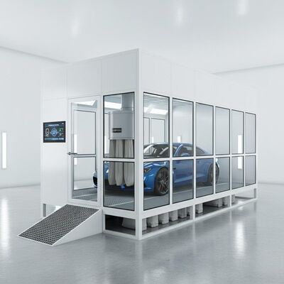 Cabine de pulvérisation de voiture avec hauteur de sous-sol de 300 mm, panneau de commande numérique et admission de sac filtrant pour la peinture automobile